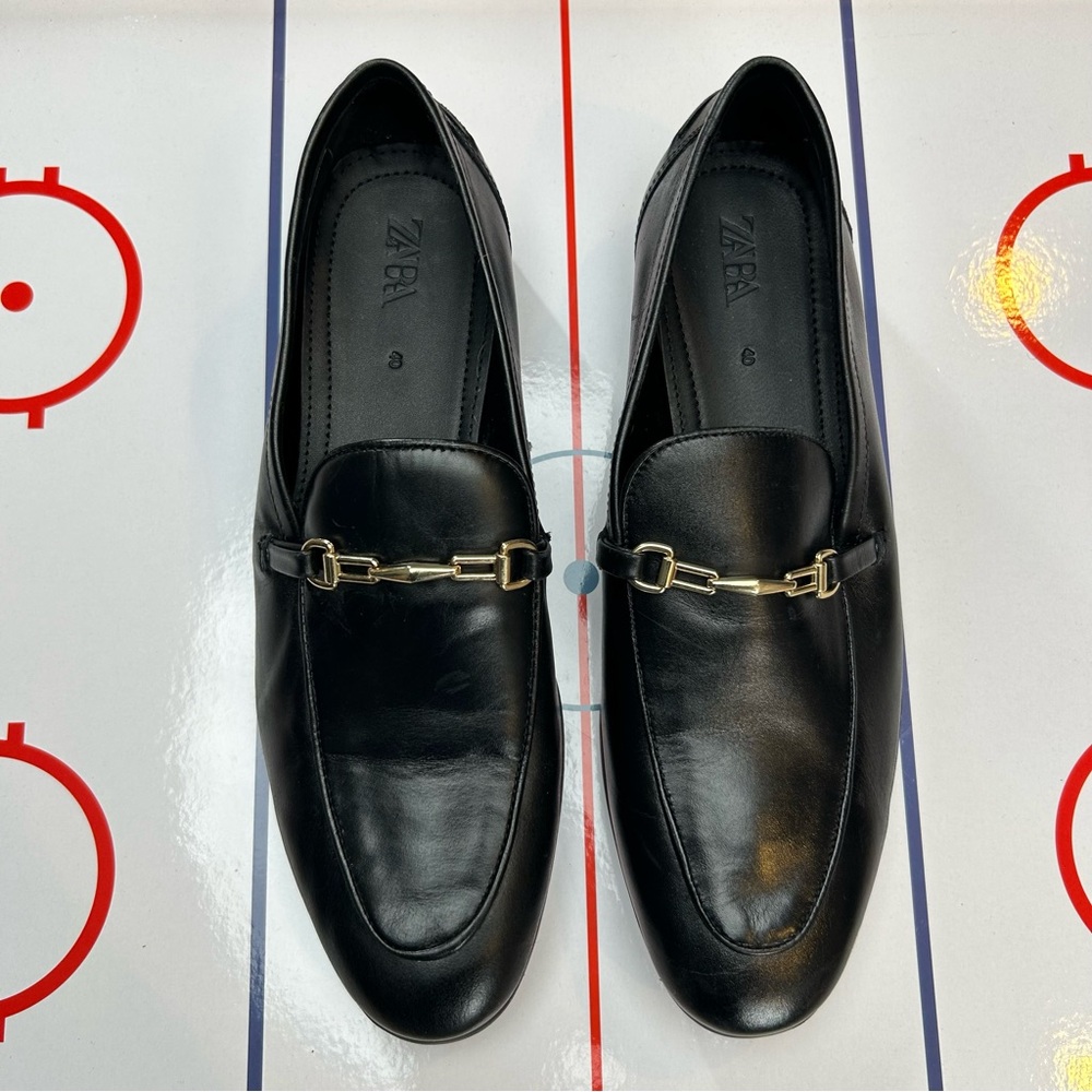ZARA‎ Horse Bit Loafers Men’s Dress Casual Shoes + Gold Chain Color Black Size 7